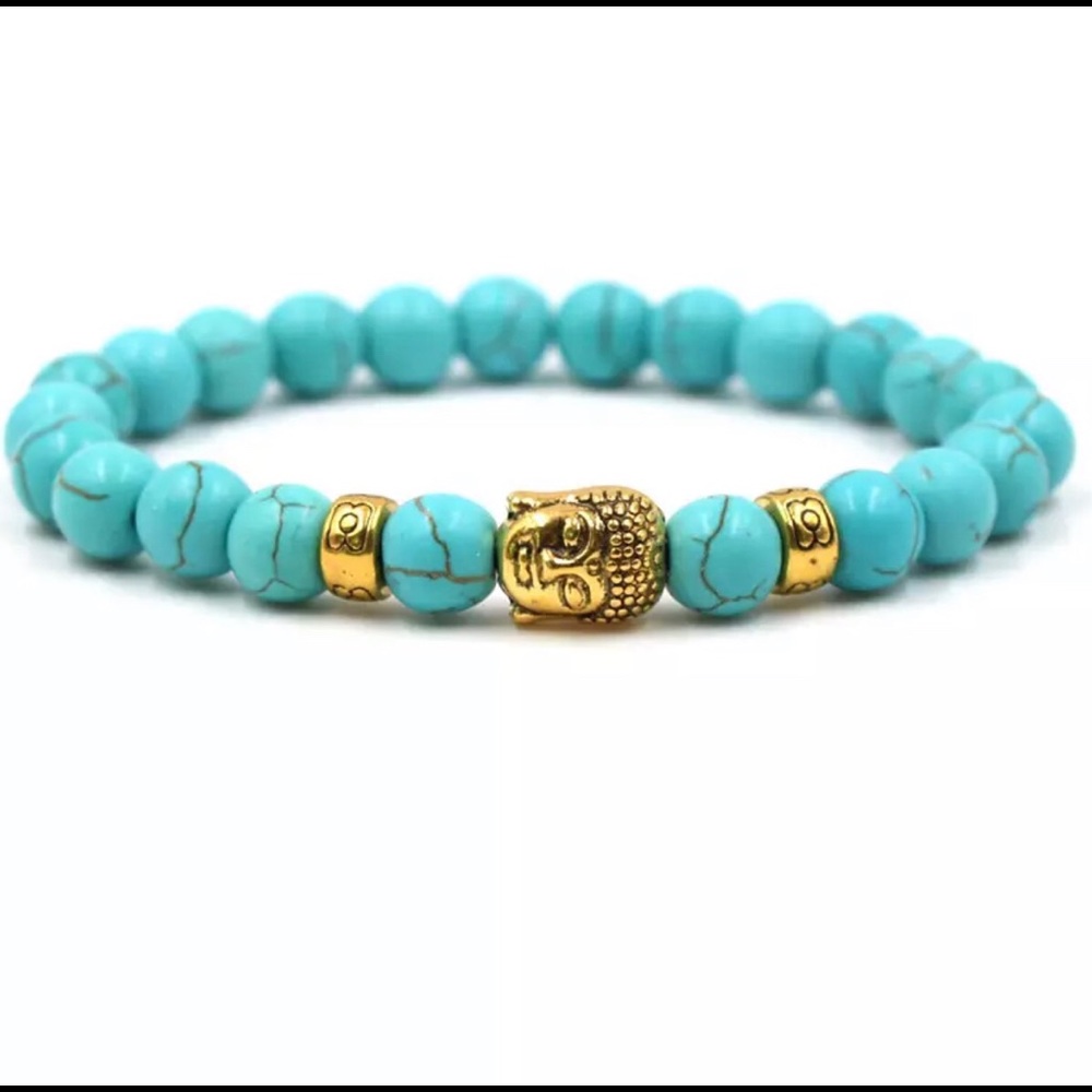 NEW Buddha Head Bead Bracelet Classic - Teal